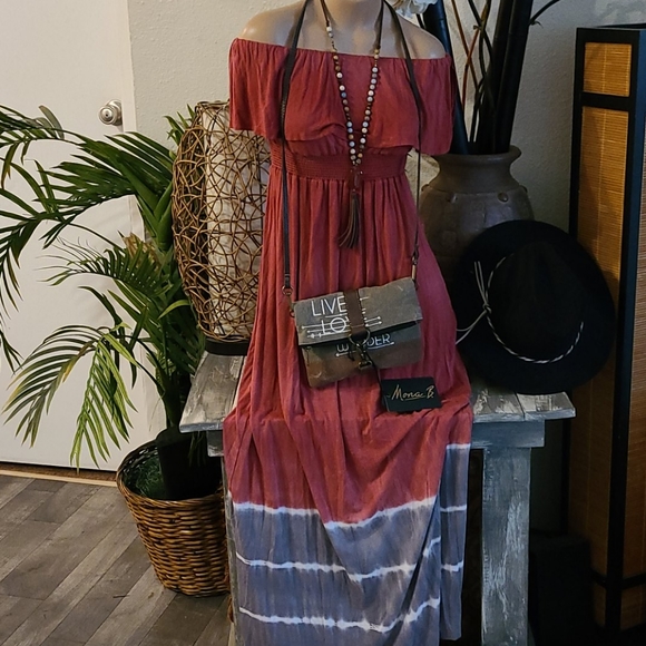 MONA B NEW NWT MAXI MULTI TIE DYE DRESS S/M - Picture 12 of 16